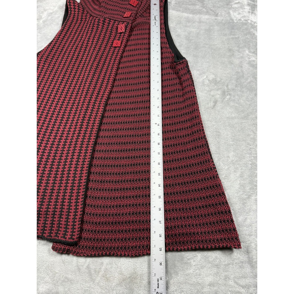 Habitat Sweater Womens Small Red Black Button Knit Vest Asymmetric Artsy Top - Picture 11 of 11